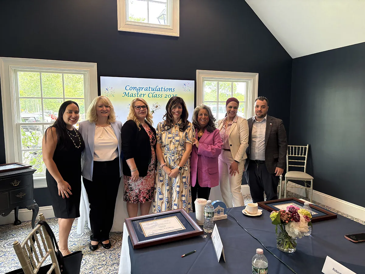 Photographed, from left to right: Daniela Diaz, Operations Specialist, Deposit Operations; Elaine Martin, Vice President, Retail Lending Operations; Tara Sexton, Assistant Manager, Electronic Banking; Virginia Turnbull, SVP, Commercial Lending Team Leader; Carol Johnson, Vice President, Wilton Branch Manager;  Sarah Ibrahim, Service Operations Manager, Rowayton Branch; Eric Carneiro, System Support Analyst, Technology.