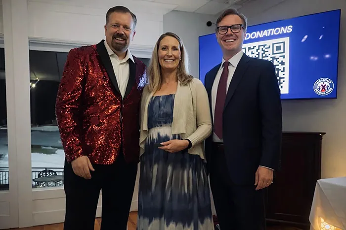 Photographed, from left to right: Brian Armstrong, Executive Director, Ridgefield Father's Club; Laura Silver, VP, Marketing Manager, Fairfield County Bank; Brian Dobson, Member, Ridgefield Father's Club.